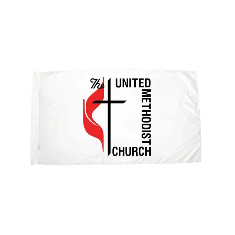 Methodist Nylon Indoor/Parade Flag With Pole Sleeve (No Fringe). - Action Flag