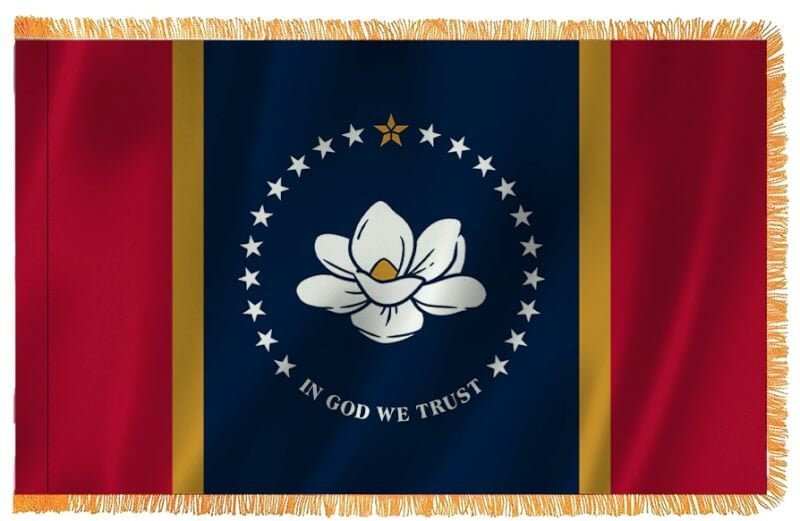 Mississippi Nylon Indoor Flag with Sleeve and Fringe - Action Flag