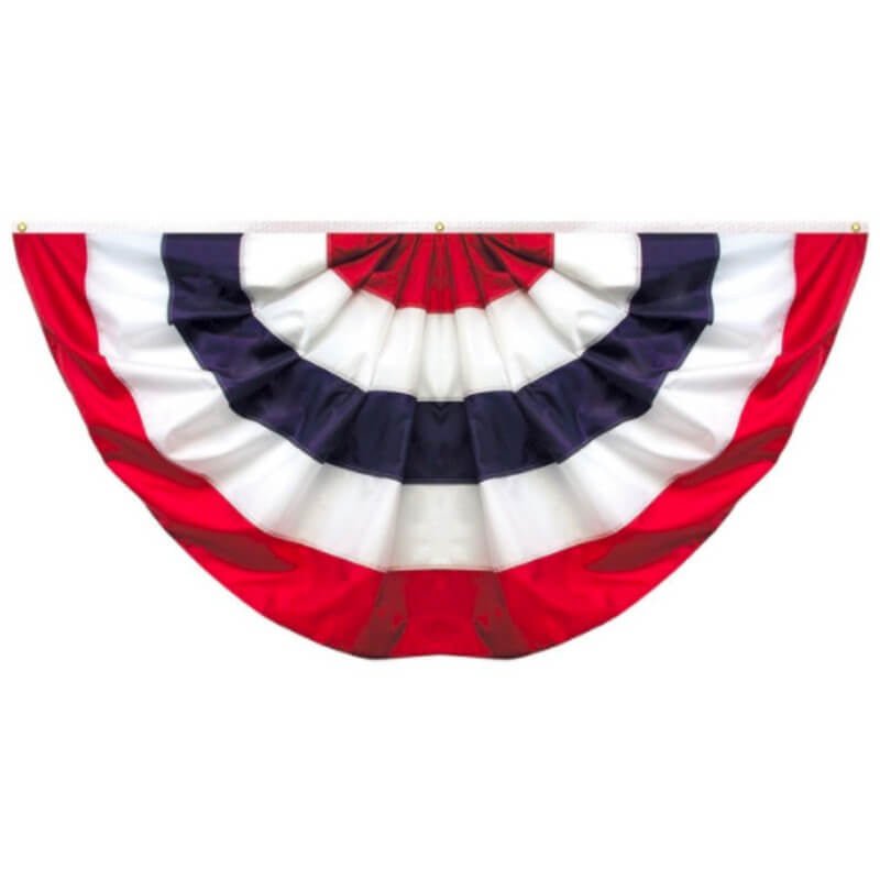 Nylon Pleated Fan No Stars Fully Sewn - Action Flag