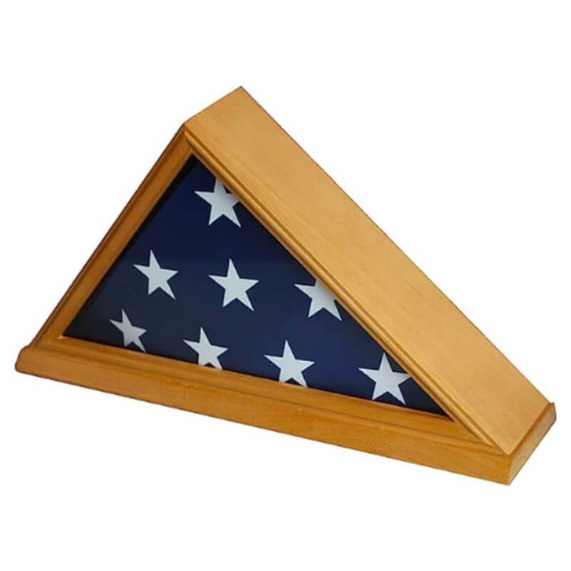 Oak Hardwood Memorial Flag Case - Action Flag
