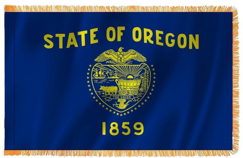 Oregon Nylon Indoor Flag with Sleeve and Fringe - Action Flag