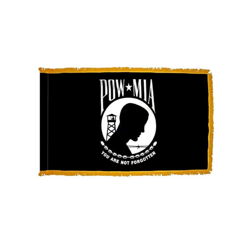 POW/MIA Military Service Indoor/Parade Flag with Pole Sleeve and Fringe - Action Flag