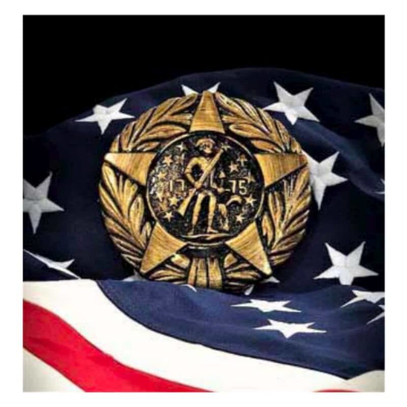 Revolutionary Minuteman Thermoplastic Grave Marker with Rod - Action Flag