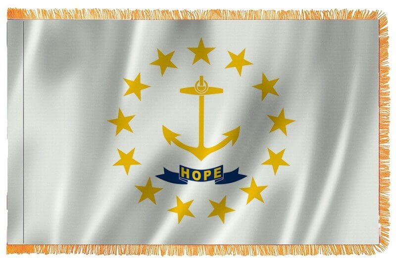 Rhode Island Nylon Indoor Flag with Sleeve and Fringe - Action Flag