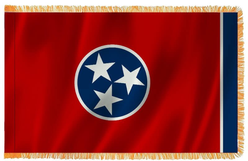 Tennessee Nylon Indoor Flag with Sleeve and Fringe - Action Flag