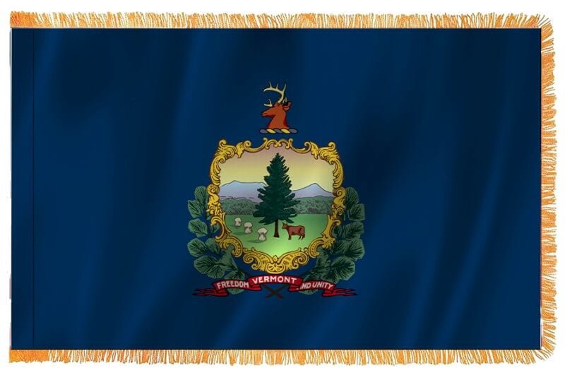 Vermont Nylon Indoor Flag with Sleeve and Fringe - Action Flag