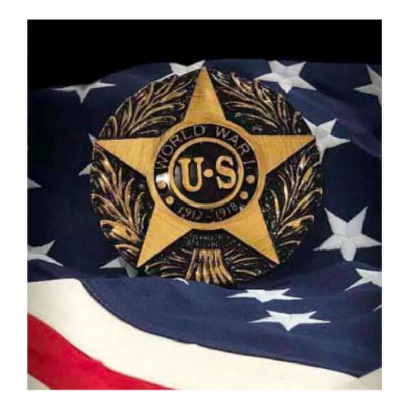 World War I Thermoplastic Grave Marker with Rod - Action Flag